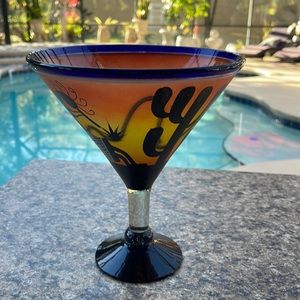 Beautiful hand painted margarita glass